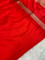 Red  Banarasi Dupion Silk Saree with Embossed Antique Zari Weaving & Rich Antique Zari Pallu | STF91