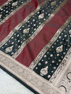 Designer Wine & Black Rangkat Mashru Kataan Silk Banarasi Saree – MKS673
