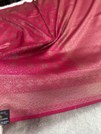 Rani pink Banarasi Dupion Silk Saree with Embossed Antique Zari Weaving & Rich Antique Zari Pallu | STF109