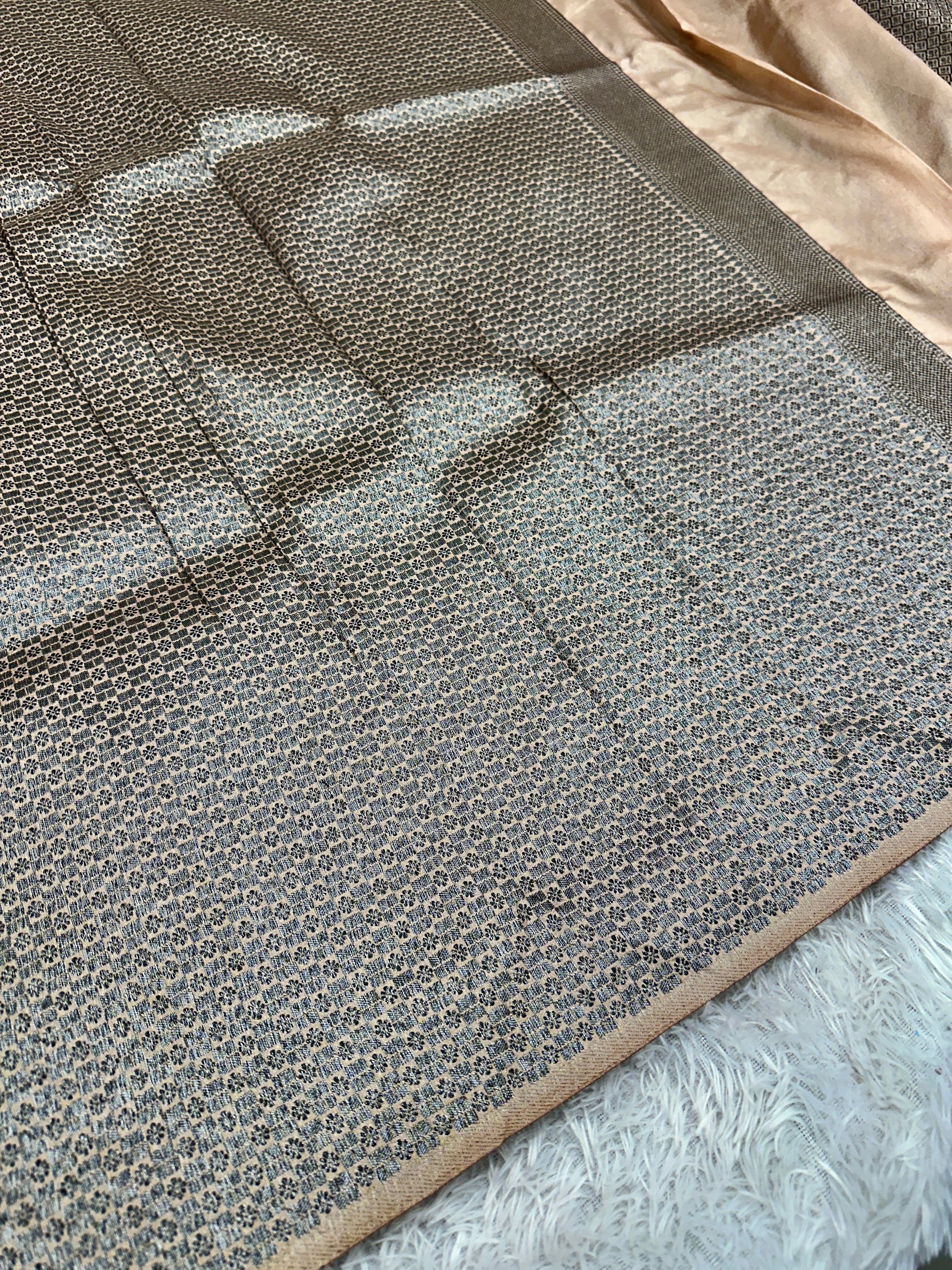 STF54 – Royal Pitch Dupion Saree with Embossed Square Woven Designs