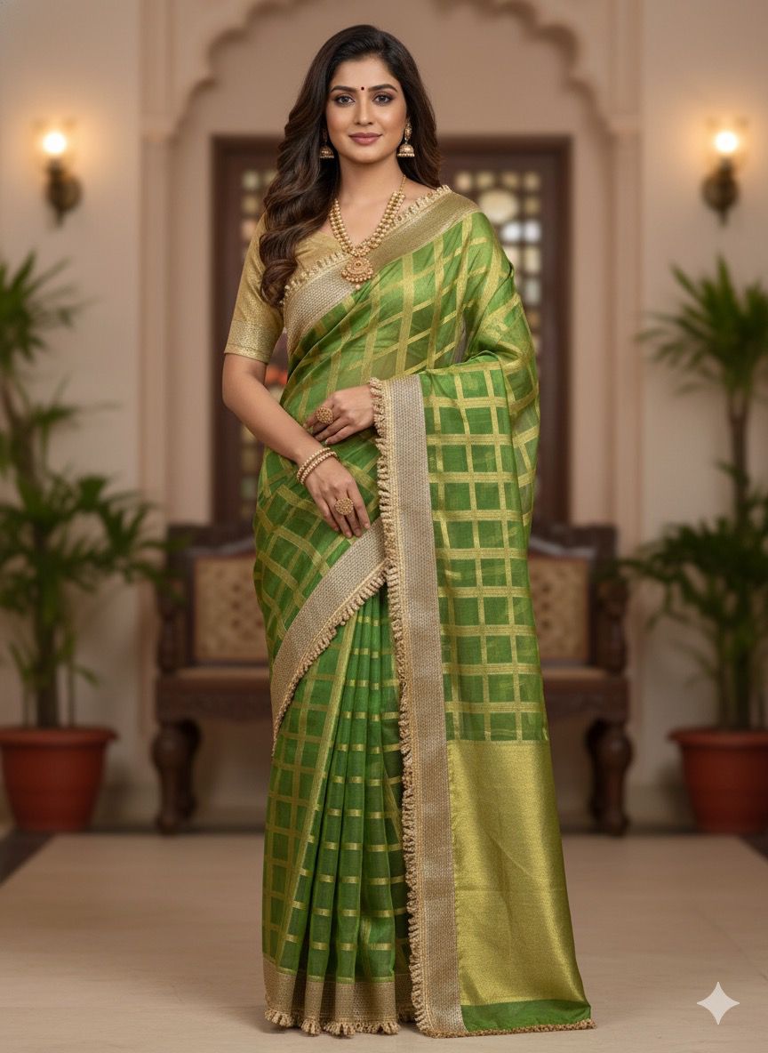 Maharani Tissue silk banarsi Patch Work Saree TSN01