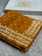 Mustard Premium Banarasi Mashru Silk Saree with Buti Woven Pattern MKS153