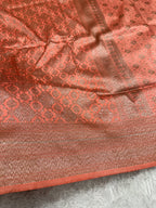 Dark pitch Yellow Banarasi Dupion Silk Saree with Embossed Antique Zari Weaving & Rich Antique Zari Pallu | STF84