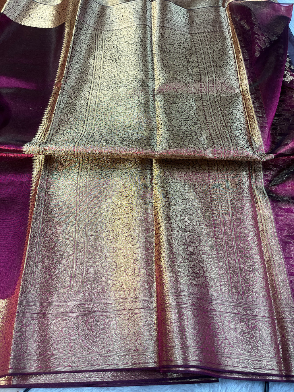 Glass Tissue Rani Saree Ts29