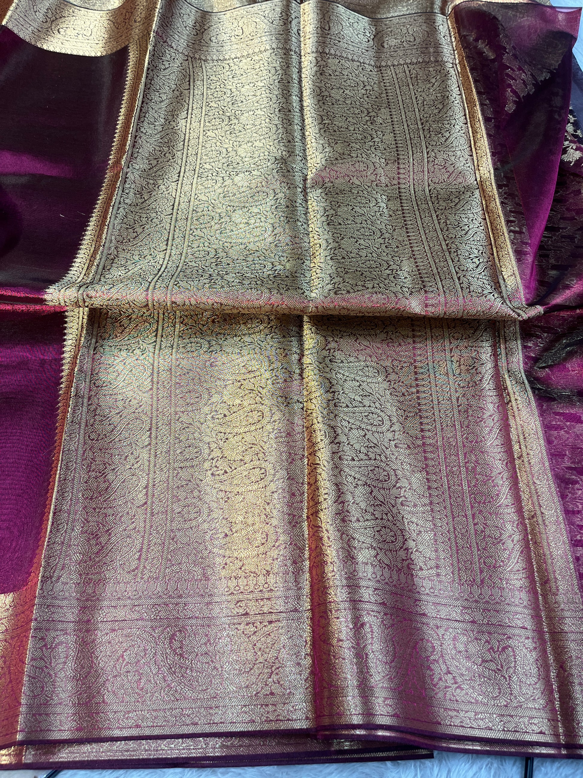 Glass Tissue Rani Saree Ts29