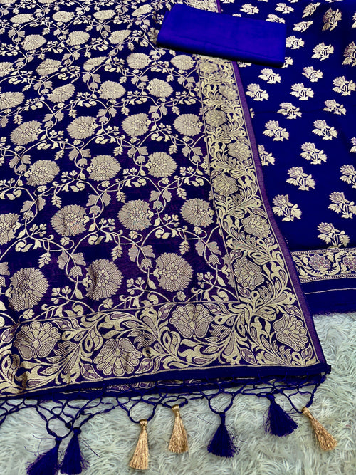 Banarasi Jacquard Zari Georgette Suit Dress – 3 Pc Set MSS22