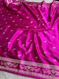 Rani Banarasi Mashru Kataan Silk Saree with All-Over Jaal Weave & Rupa-Sona Zari MKS133