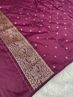 Wine Banarasi Dupion Silk Saree with Embossed Antique Zari Weaving & Rich Antique Zari Pallu | STF67