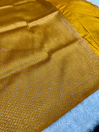 Mustard Yellow Banarasi Dupion Silk Saree with Embossed Antique Zari Weaving & Rich Antique Zari Pallu | STF61