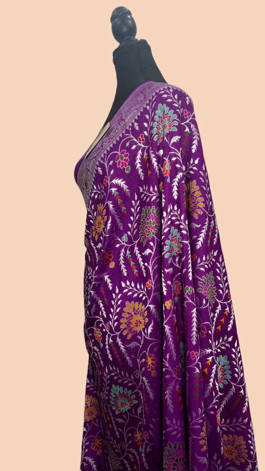 Pure Silk Tussar Banarasi Saree with All-over Meenakari Jaal Woven Pattern TSS12