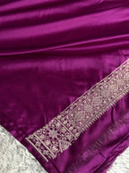 Magenta Mashru Kataan Silk Saree with Aadha Woven Design & Rich Zari Pallu | MKS513