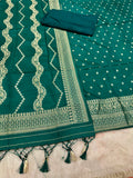✨ Banarasi Jacquard Gap Buti HO Silk 3-Piece Unstitched Dress Material MSS18