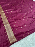 Wine Maroon Banarasi Dupion Silk Saree with Embossed Antique Zari Weaving & Rich Antique Zari Pallu | STF103