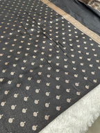 Black Banarasi Dupion Silk Saree with Embossed Antique Zari Weaving & Rich Antique Zari Pallu | STF101