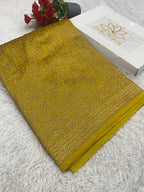 Lemon Yellow Banarasi Dupion Silk Saree with Embossed Antique Zari Weaving & Rich Antique Zari Pallu | STF82