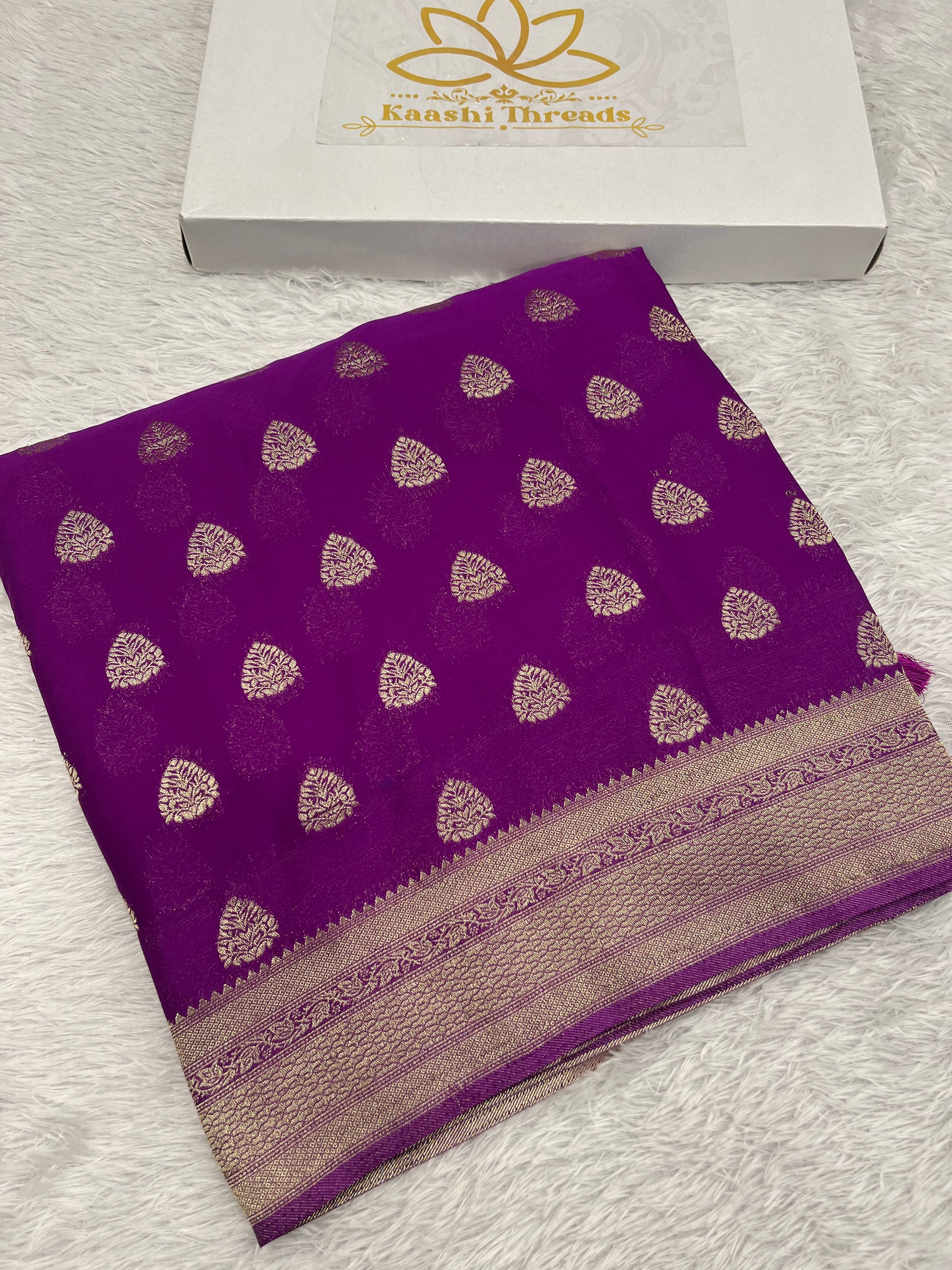Chinon Silk Buta Zari Magenta Color Saree CN01