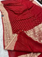 Banarsi Pure Natural Georgette Traditional Patti Buti  Design VSG05