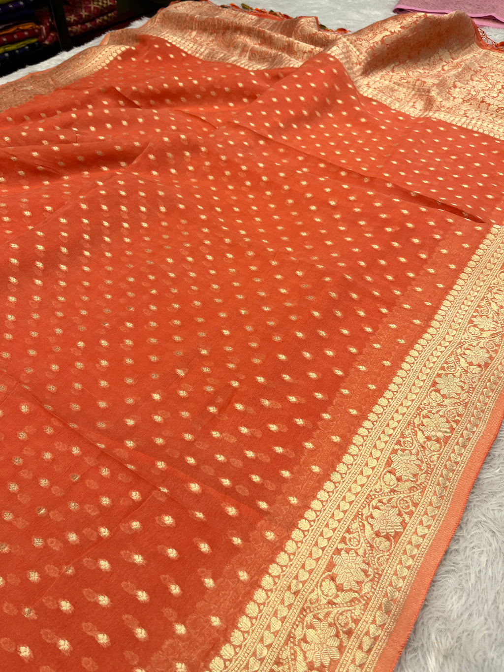 Banarsi Pure Natural Georgette Traditional Patti Buti  Design VSG05