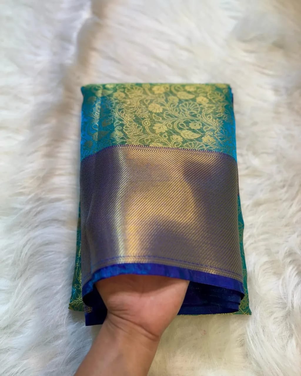 Light Blue with Blue Banarsi Tissue Silk Saree TS101