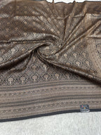 Black Banarasi Dupion Silk Saree with Embossed Antique Zari Weaving & Rich Antique Zari Pallu | STF79