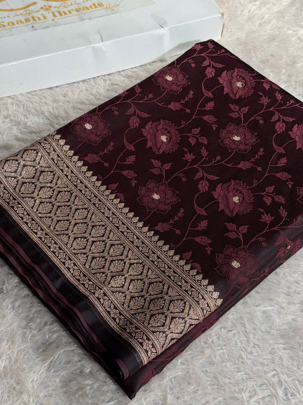 Brown Mashru Kataan Silk Saree | Zari Meena Tanchoi Woven Design | Rich Zari Pallu | Banarasi Silk Saree – MKS845