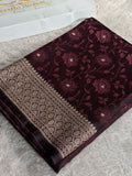 Brown Mashru Kataan Silk Saree | Zari Meena Tanchoi Woven Design | Rich Zari Pallu | Banarasi Silk Saree – MKS845