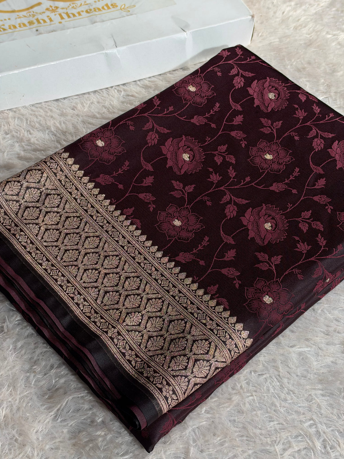 Brown Mashru Kataan Silk Saree | Zari Meena Tanchoi Woven Design | Rich Zari Pallu | Banarasi Silk Saree – MKS845