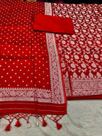 ✨ Banarasi Jacquard Gap Buti HO Silk 3-Piece Unstitched Dress Material MSS23