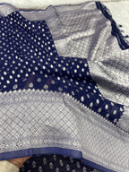 Banarsi Pure Natural Georgette Almond Buti  Design VSG06
