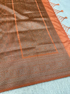 Peach Banarasi Dupion Silk Saree with Embossed Antique Zari Weaving & Rich Antique Zari Pallu | STF70