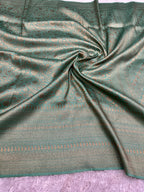 Sea Green Banarasi Dupion Silk Saree with Embossed Antique Zari Weaving & Rich Antique Zari Pallu | STF60