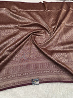Wine Banarasi Dupion Silk Saree with Embossed Antique Zari Weaving & Rich Antique Zari Pallu | STF86