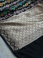 Banarasi Black Mashru Silk Saree with Zari Woven Meena Work – MKS361