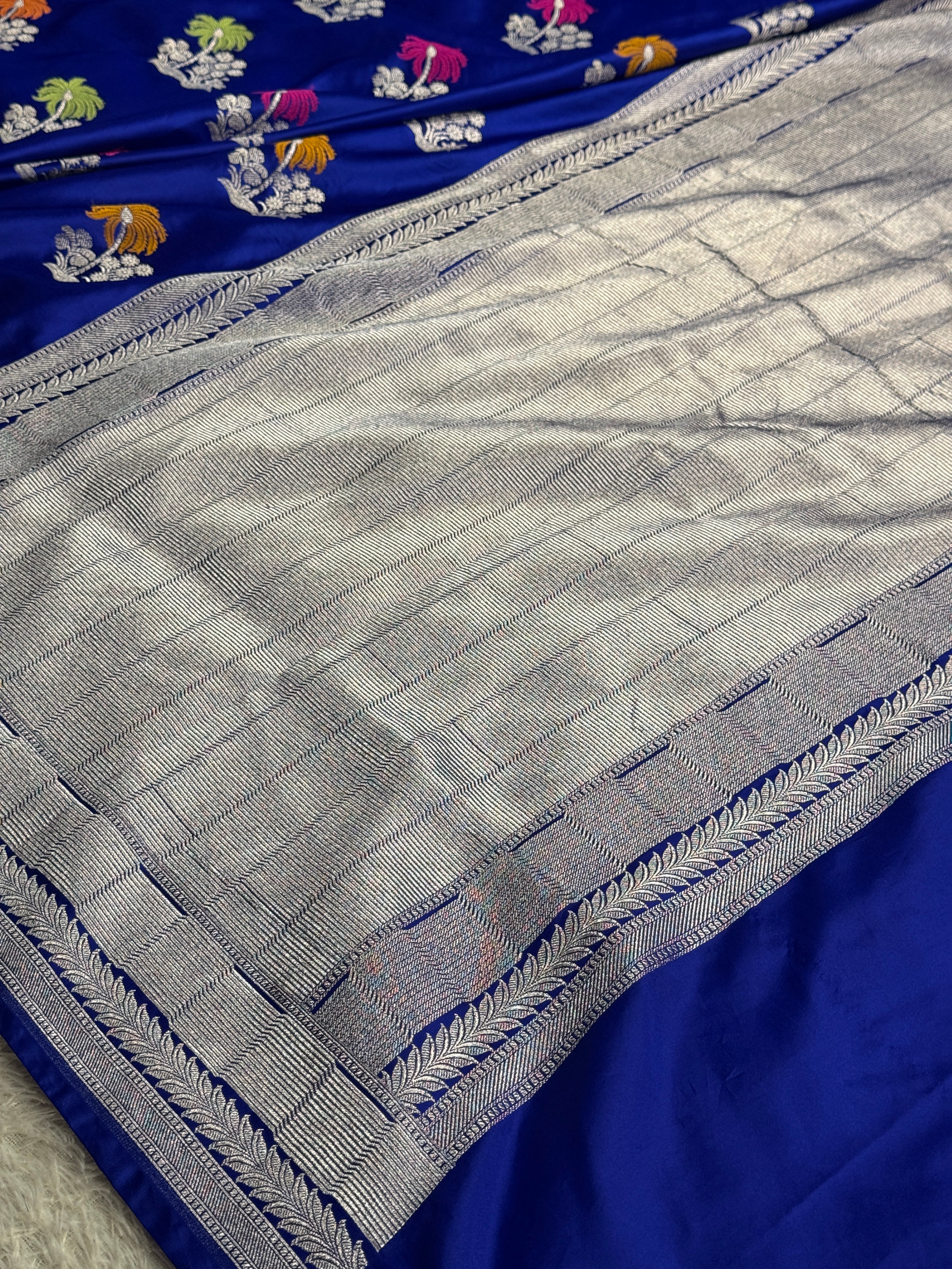 Authentic Banarasi Mashru Kataan Silk Saree with Meenakari Buta Weaving & Rich Zari Pallu – MKS705