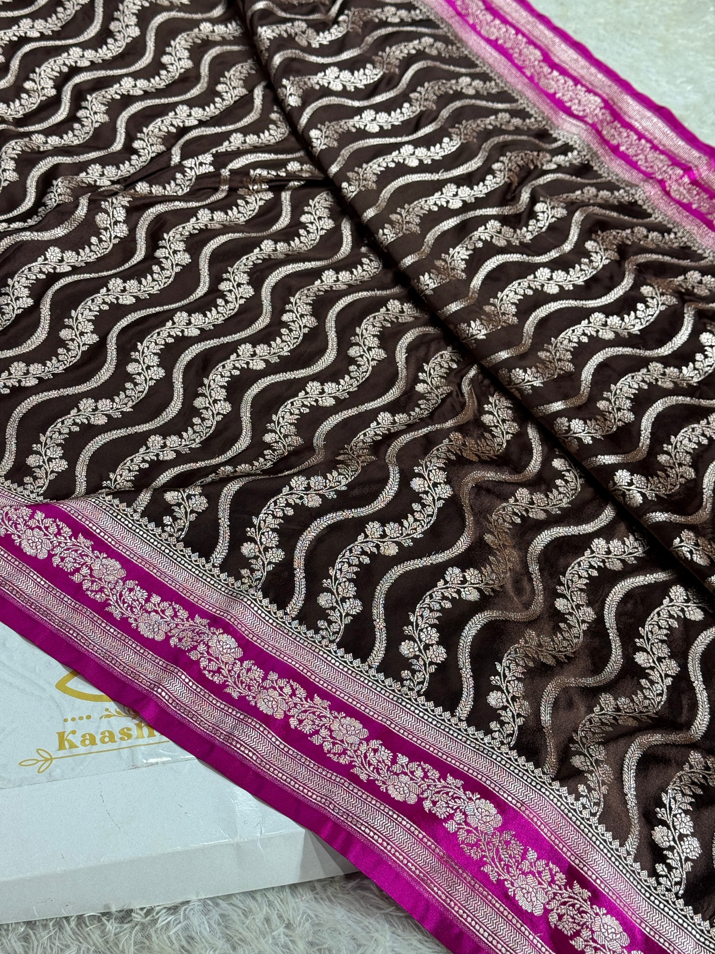 Coffee Brown & Dark Pink Mashru Kataan Silk Saree MKS361