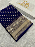 Pure Natural Silk Khaddi Georgette Saree – Blue | Chunri Buti Woven Design PSG11