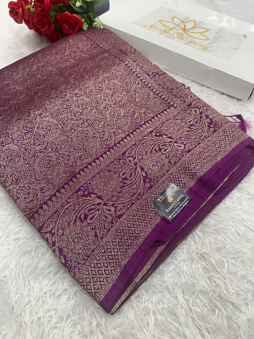 Magenta  Banarasi Dupion Silk Saree with Embossed Antique Zari Weaving & Rich Antique Zari Pallu | STF106