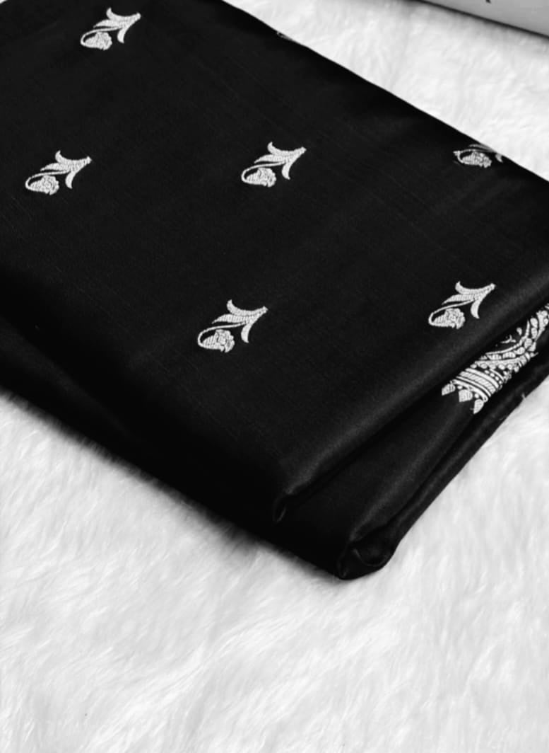 ✨ Mashru Kataan Silk Saree with Buta Woven Pattern, Ikkat Border & Rich Zari Pallu MKS407