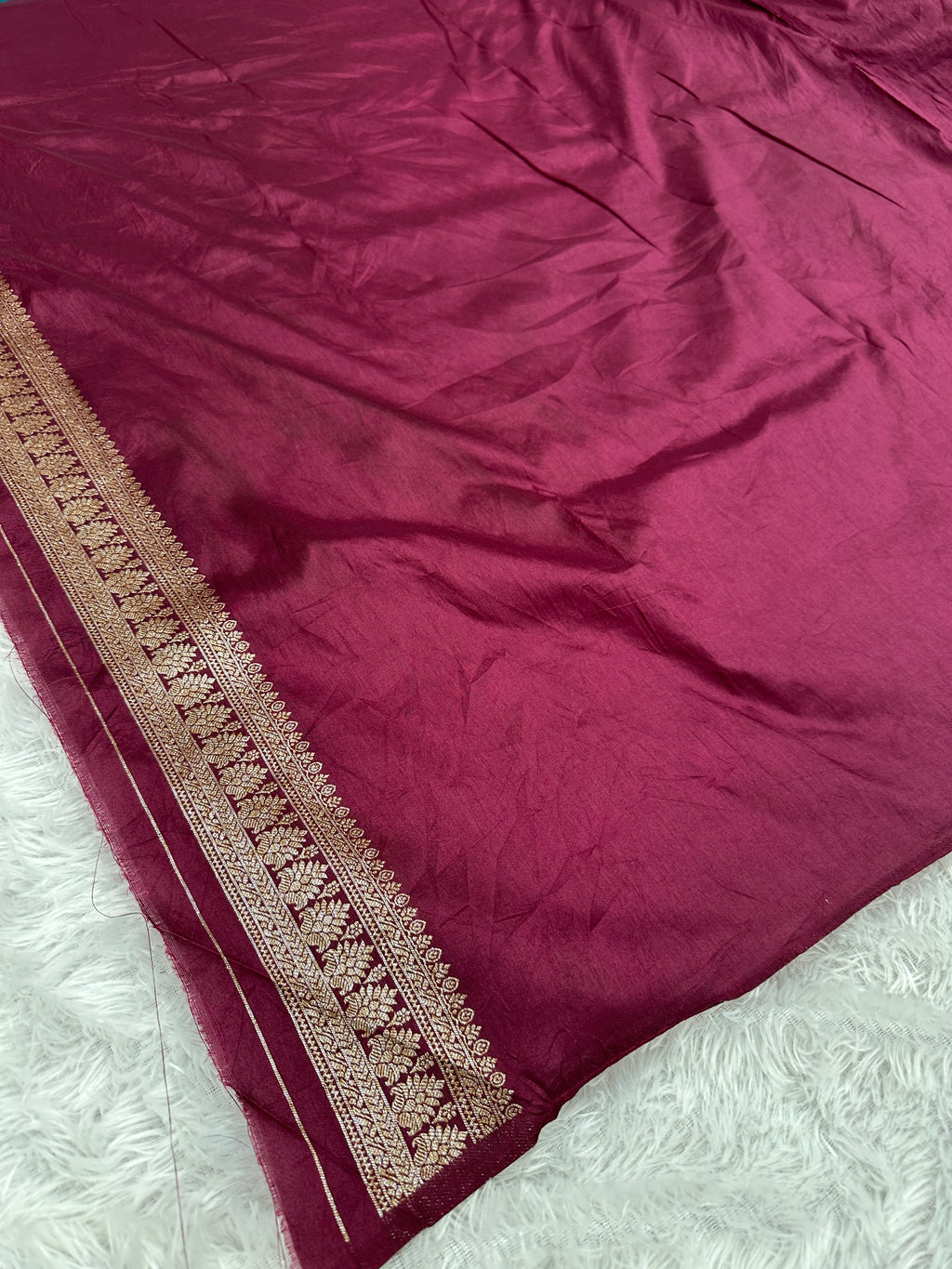 Wine Banarasi Dupion Silk Saree with Embossed Antique Zari Weaving & Rich Antique Zari Pallu | STF99