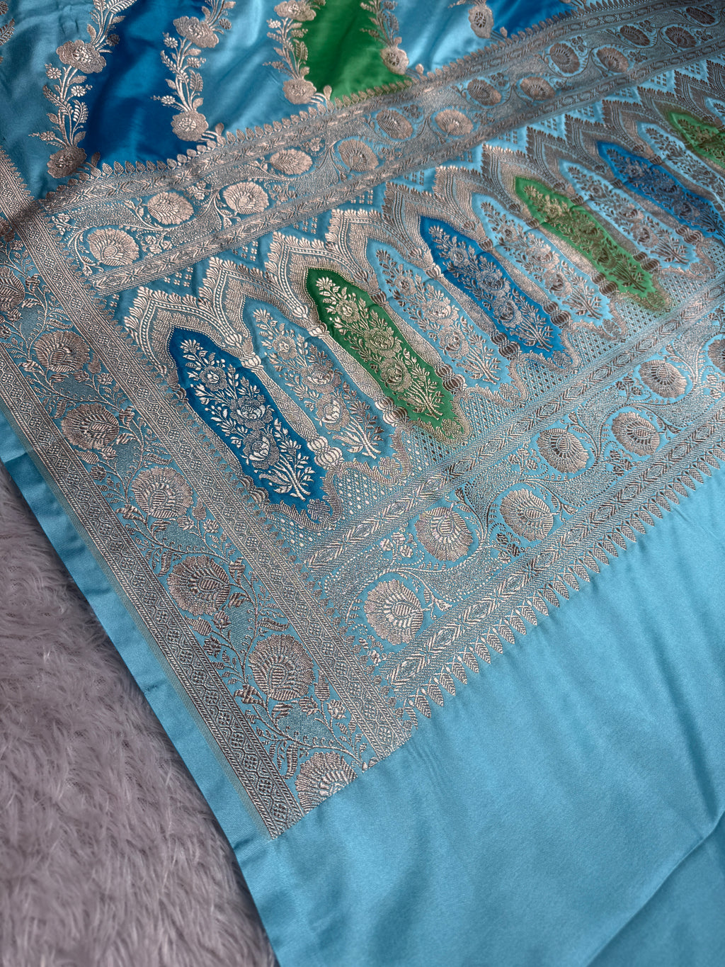 Multi-Color Rangkaat Banarasi Mashru Silk Saree with Jacquard Woven Aadha Design MKS093