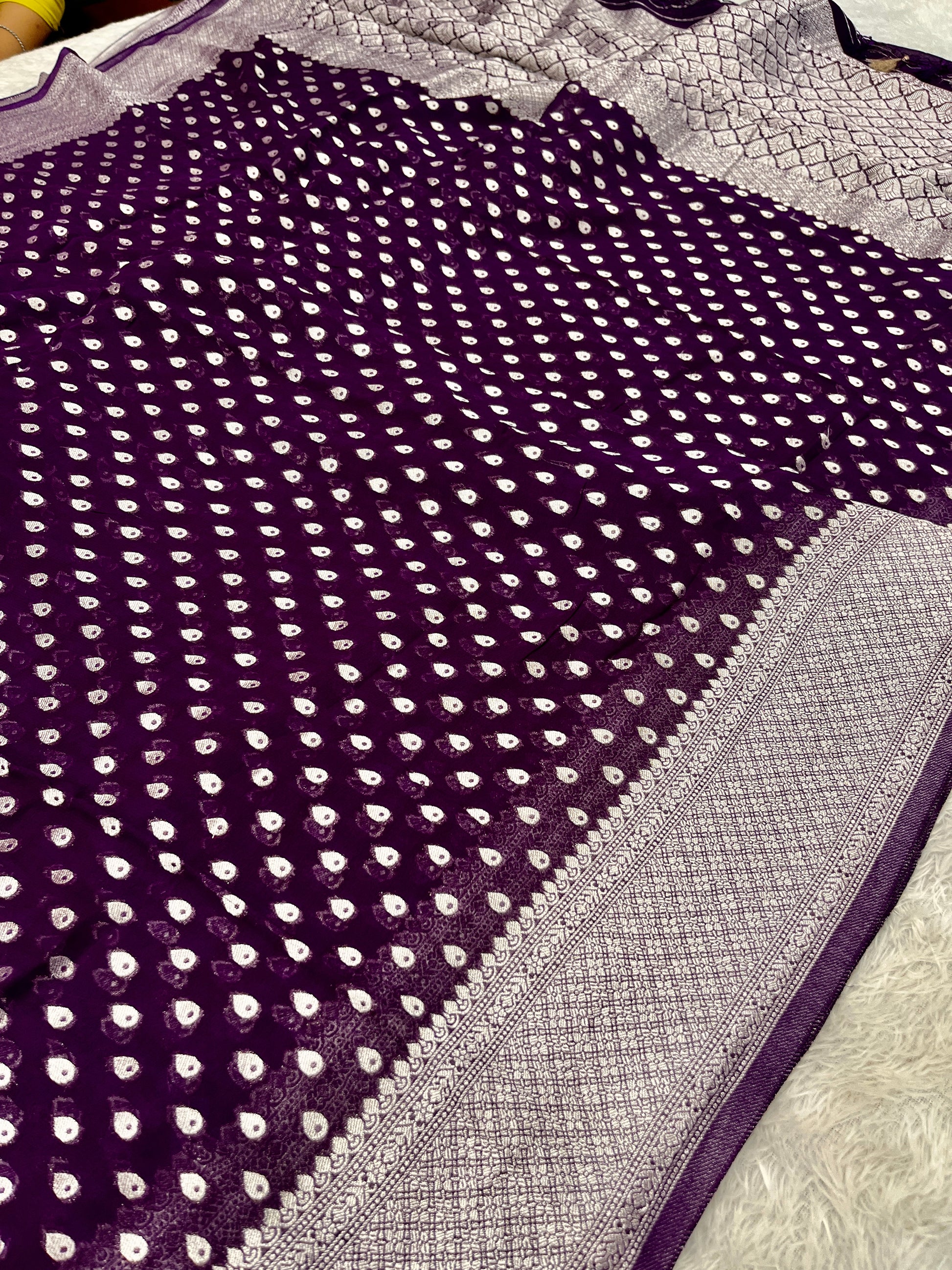 Banarsi Pure Natural Georgette Almond Buti  Design VSG06