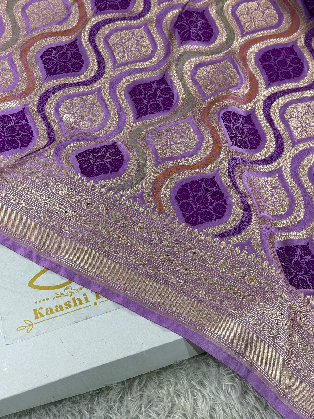 Kaashi Threads Mof Color Mashru Kataan Silk Saree with Zari Meenakari Jaal Woven Design – MKS403