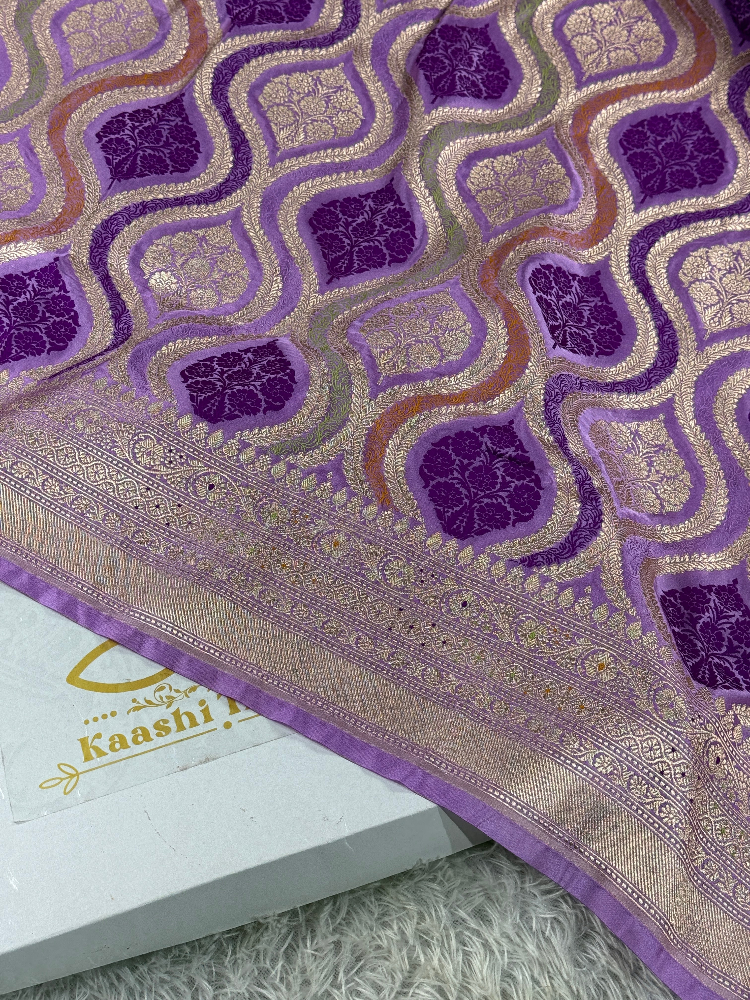 Kaashi Threads Mof Color Mashru Kataan Silk Saree with Zari Meenakari Jaal Woven Design – MKS403