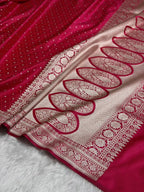 ✨ Mashru Kataan Silk Saree with Tanchoi Woven Pattern, Zari Border & Rich Zari Pallu MKS416