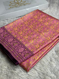 Beige with Dark Pink Banarasi Mashru Silk Saree with Jamawar Woven Design JMW11