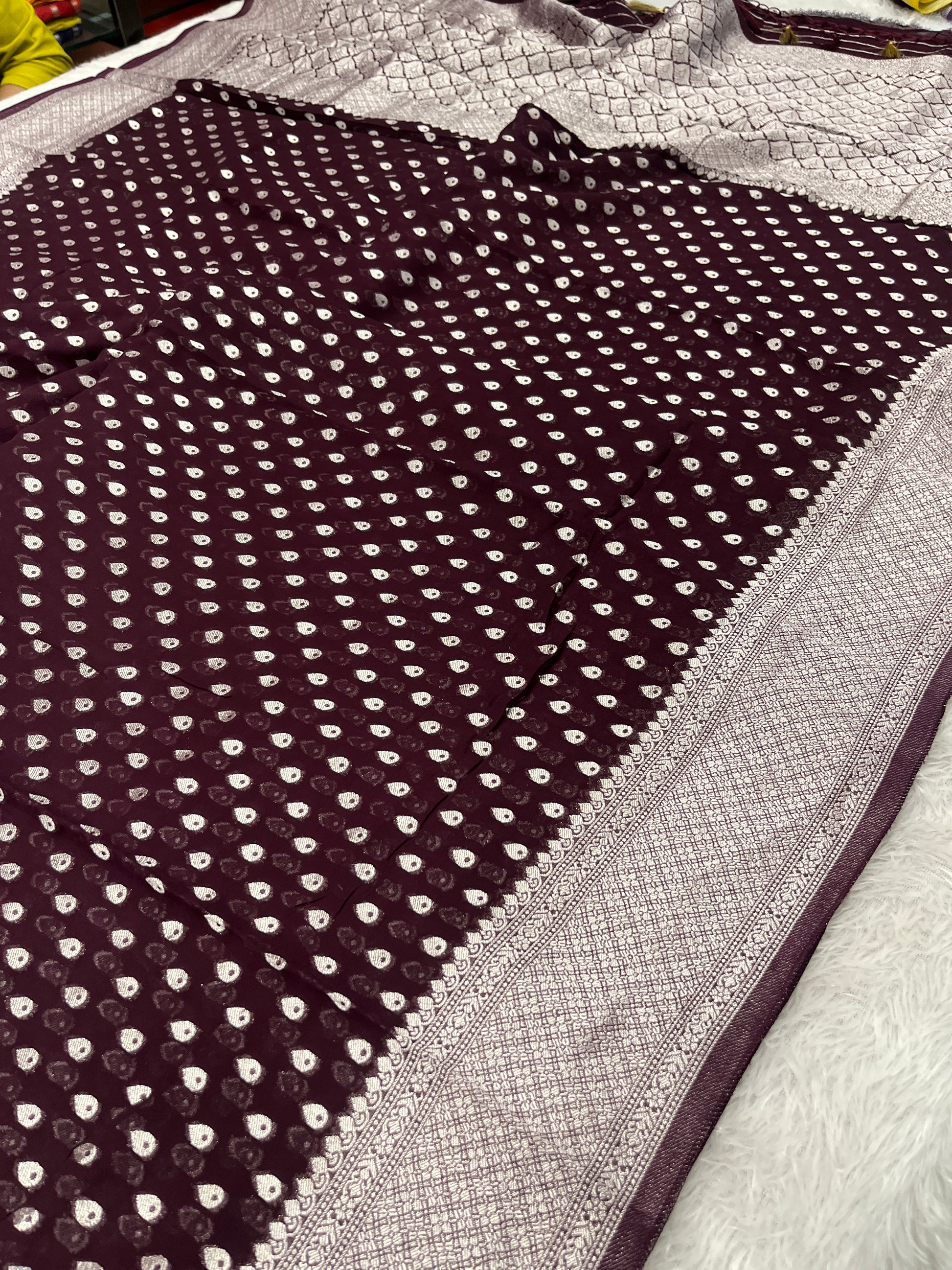 Banarsi Pure Natural Georgette Almond Buti  Design VSG06