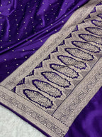MKS881 – Purple Mashru Kataan Silk Saree with Traditional Border & Rich Zari Pallu