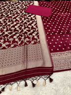 ✨ Banarasi Jacquard HO Silk 3-Piece Unstitched Dress Material MSS13
