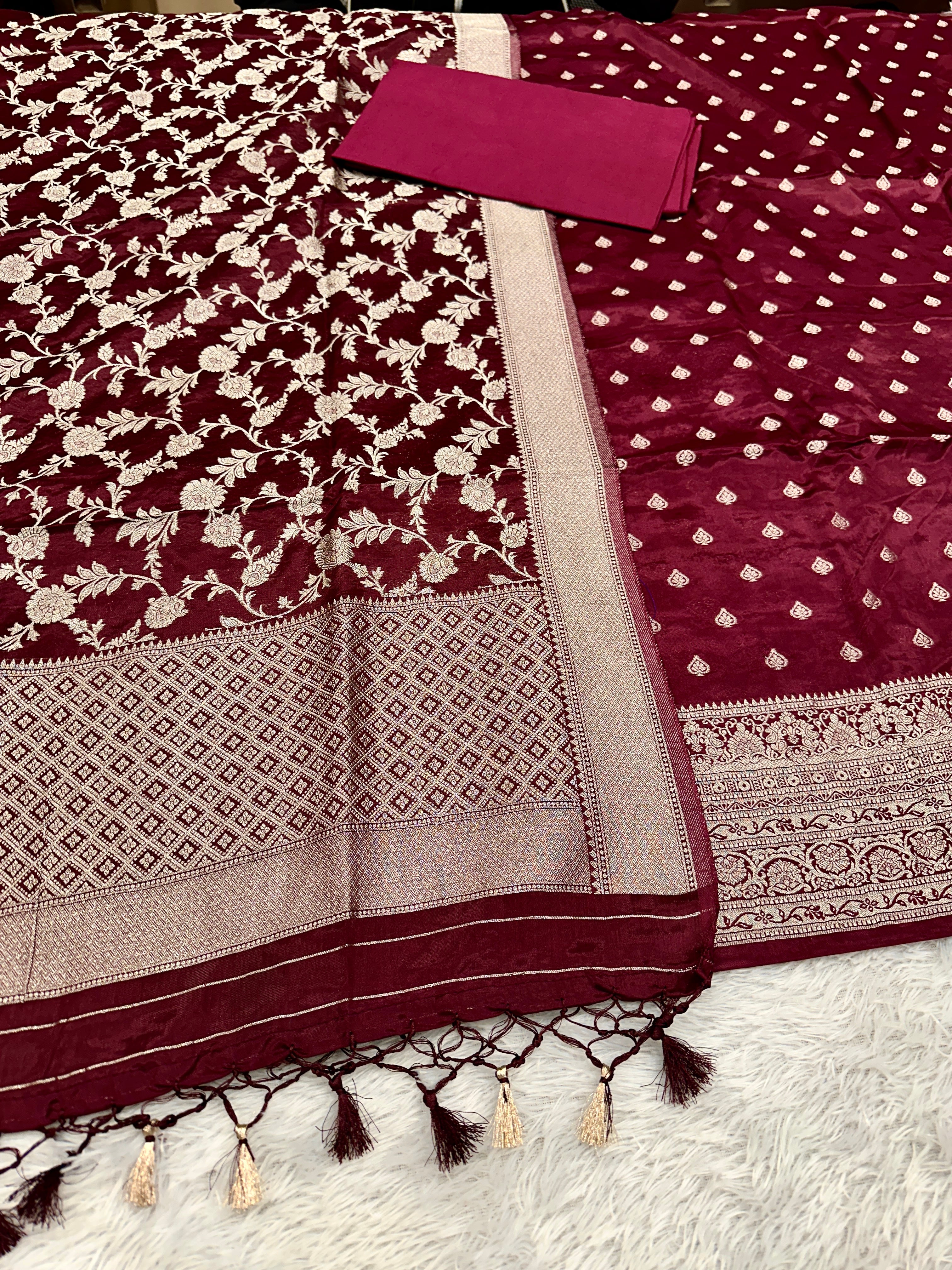 ✨ Banarasi Jacquard HO Silk 3-Piece Unstitched Dress Material MSS13