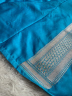 Light Blue Banarasi Mashru Kataan Silk Saree with All-over Jaal Weaving & Rupa-Sona Zari Work MKS111